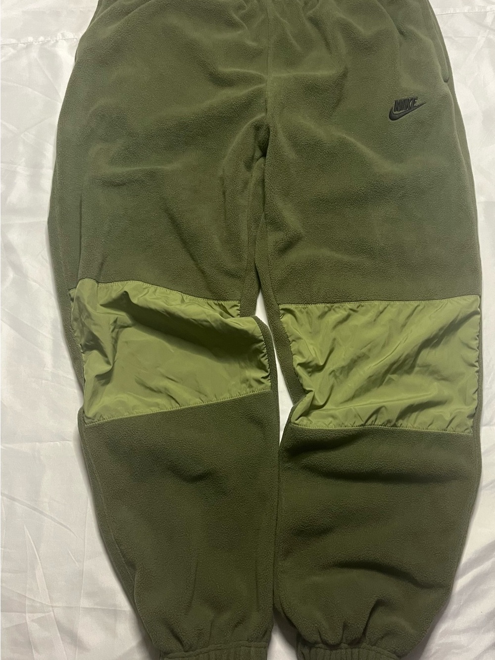 Nike Olive Green Fleece Joggers with Elastic Waist